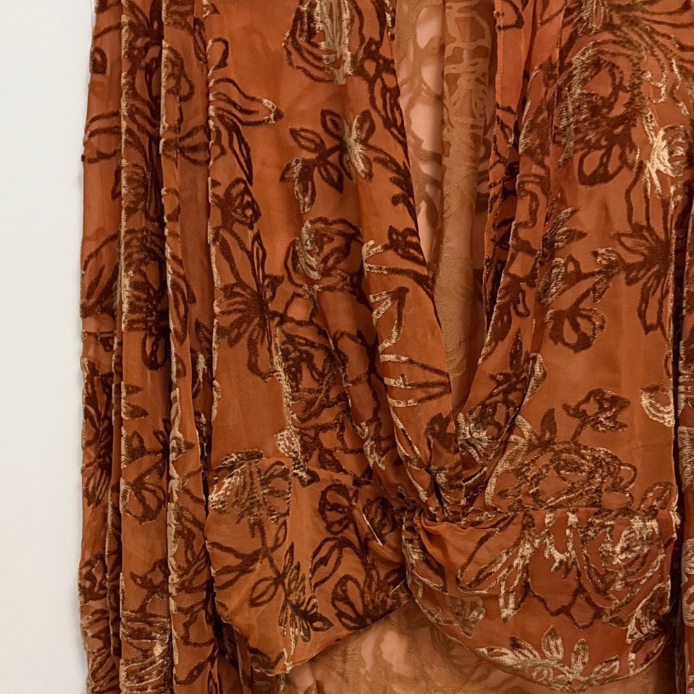 Caroline Constas Rust Floral Blouse - Picture 3 of 7